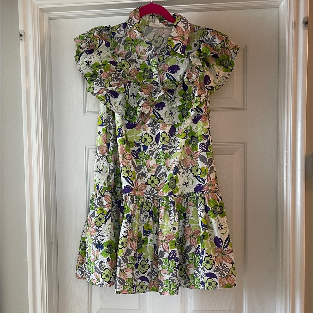 Entro Floral Mini Dress - Green, Blue, Pink